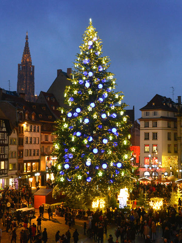 Le grand sapin de la place Kléber, c'est 30 mètres de haut pour près de 120 heures de décorations !