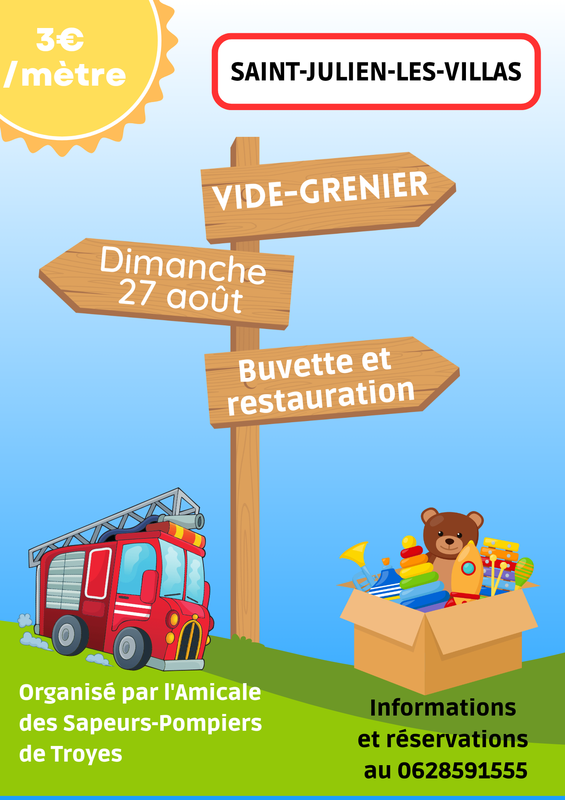 Videgrenier SaintJulienlesVillas (10800) 27 Août 2023