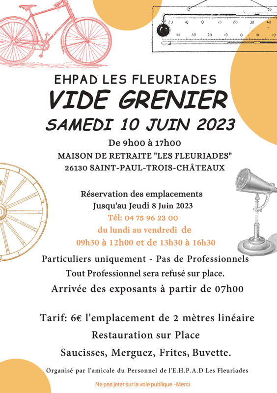 Vide grenier de l’ehpad les fleuriades  SaintPaulTroisChâteaux