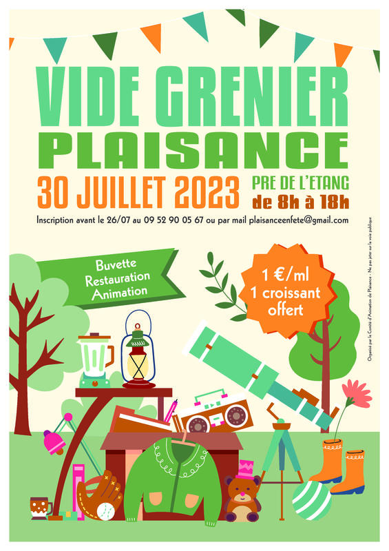 Vide grenier Plaisance (86500) 30 Juillet 2023