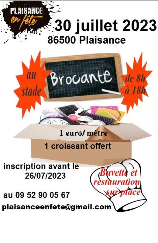 Vide grenier Plaisance (86500) 30 Juillet 2023